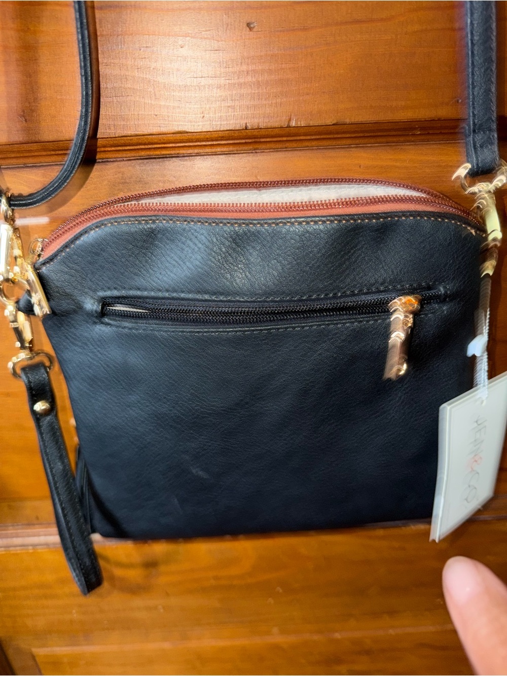 Black Crossbody Bag with Tassel - - Picture 2 of 5